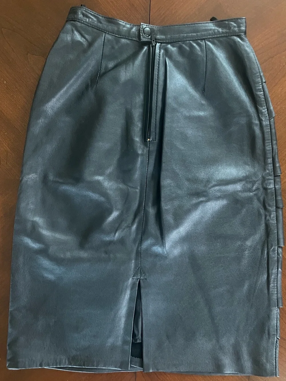 Demir Leather Pencil Skirt Asymmetric Paneled Black Size 4 - Picture 5 of 10